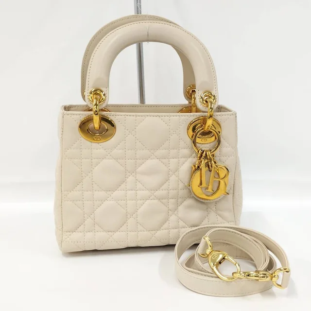 Lady Dior 2-Way Bag Leather Ivory in White Leather from The Reluxe