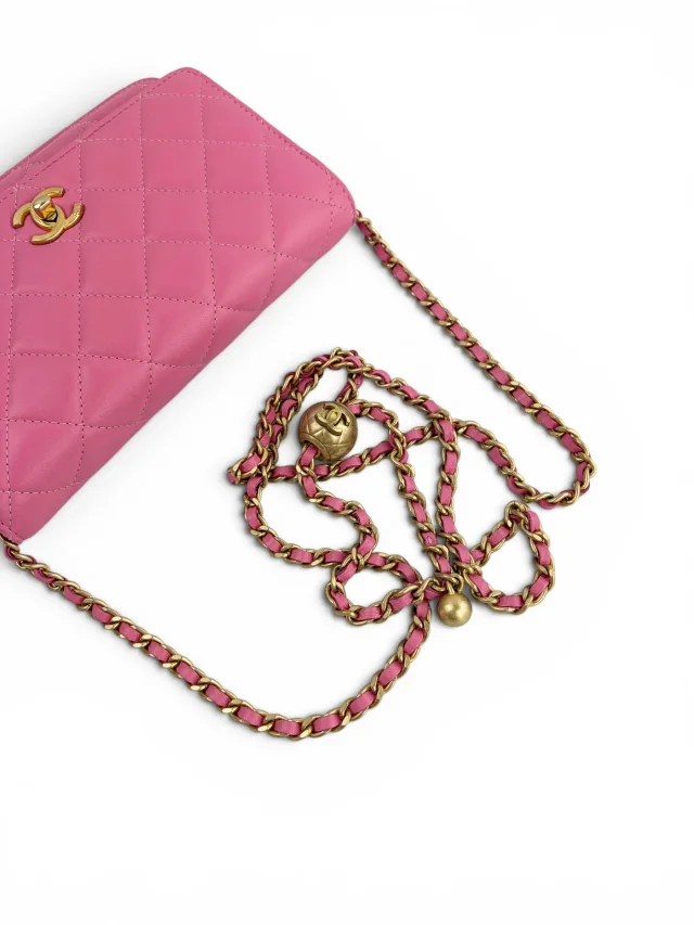 Chanel Barbie Pink Lambskin Pearl Crush WOC in Pink Lambskin from Season 2 Consign, photo 3 of 4