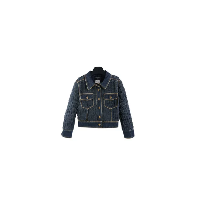 Chanel Button Denim Jacket - Size 36 in Denim from The Purse Affair
