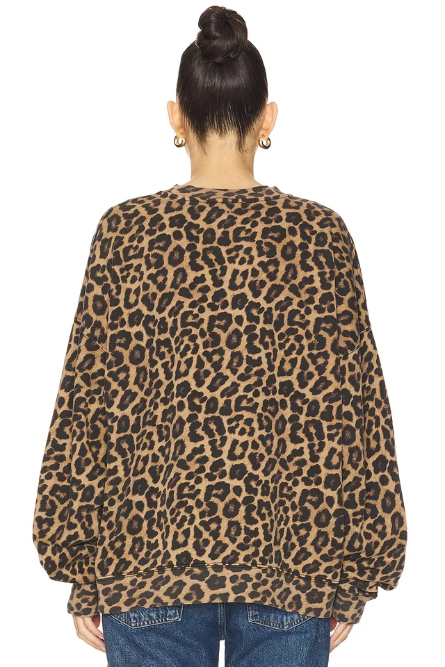 ANINE BING Miles Sweatshirt in Black & Brown Leopard, photo 3 of 4 from REVOLVE (Canada)