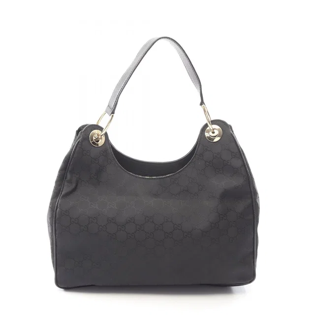 Gucci Shoulder Bag GG Pattern Black Nylon Leather in Black Nylon from The Reluxe