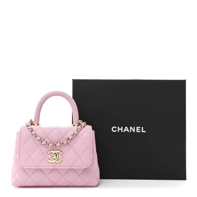 Chanel Caviar Quilted Coco Handle Clutch in Pink Caviar leather from FASHIONPHILE, photo 11 of 11