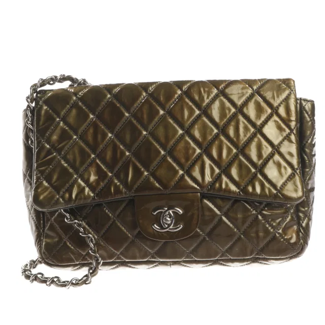 Chanel Single Flap 11.12 Medium Umhängetasche Dunkelgrün in Grün from Buddy And Selly