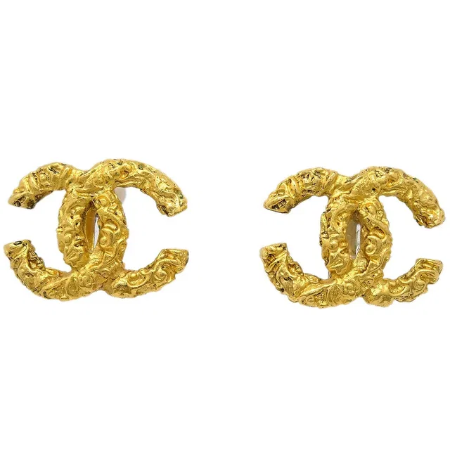 Chanel 1993 Florentine CC Earrings Large from AMORE Vintage Tokyo