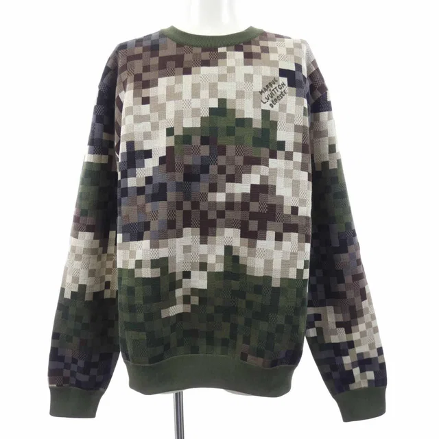 Louis Vuitton Camouflage Cotton Pullover Knit Sweater from The Reluxe