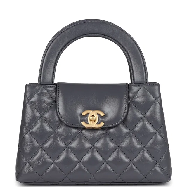 Chanel Small Kelly Shopper Dark Grey Shiny Aged Calfskin Brushed Gold Hardware in Grey Calfskin from Madison Avenue Couture
