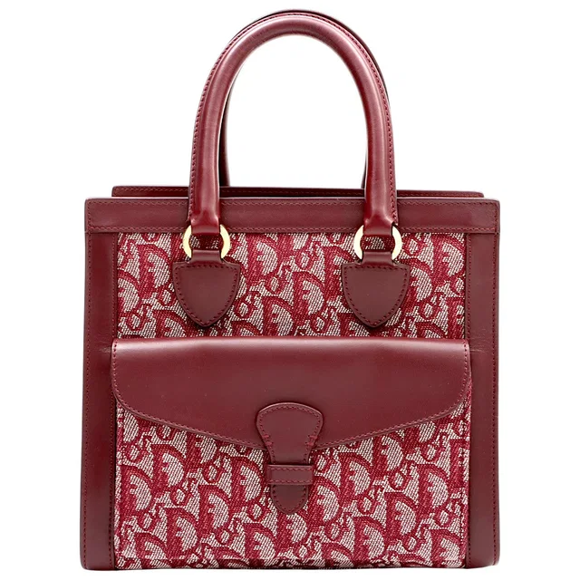 Dior Trotter Pattern Handbag, Bordeaux in Burgundy Canvas from VINTAGE QOO TOKYO