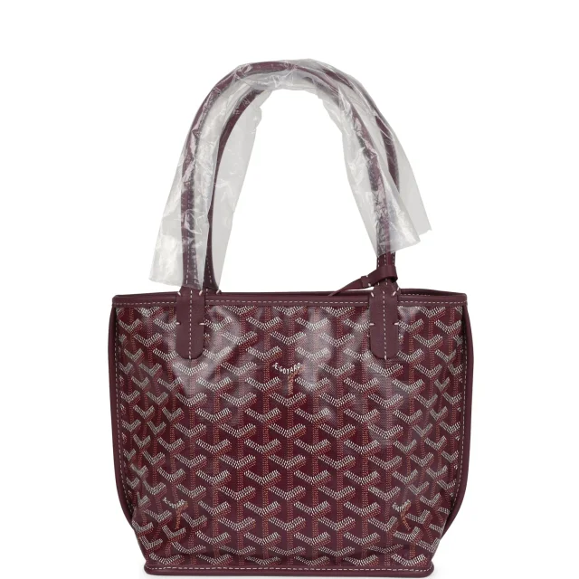 Goyard Goyardine Burgundy Anjou Mini Bag Palladium Hardware in Burgundy Canvas from Madison Avenue Couture, photo 5 of 9