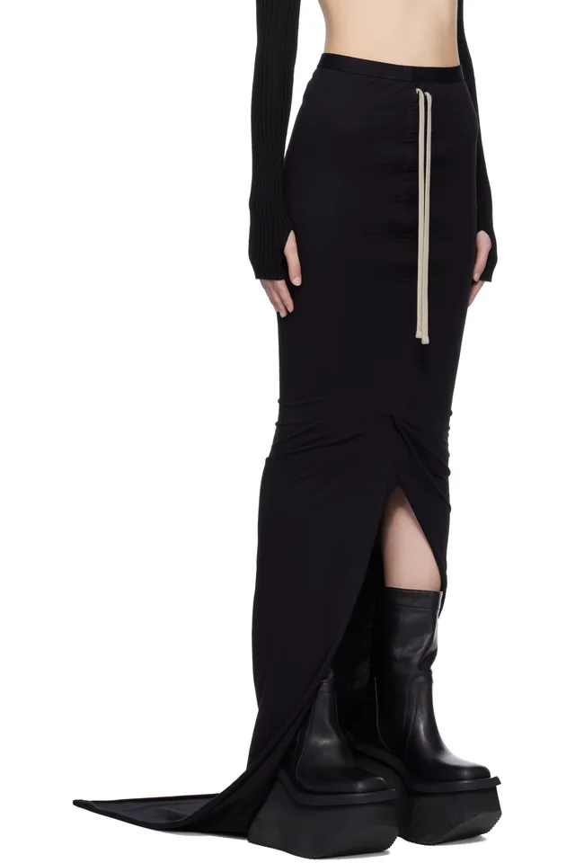 Moncler + Rick Owens Black Adjustable Maxi Skirt, photo 2 of 4 from SSENSE