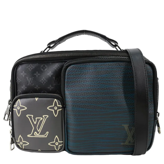 Louis Vuitton Multipocket Patchwork Monogram Eclipse Canvas Messenger Bag Black in Black Canvas from Dallas Designer Handbags