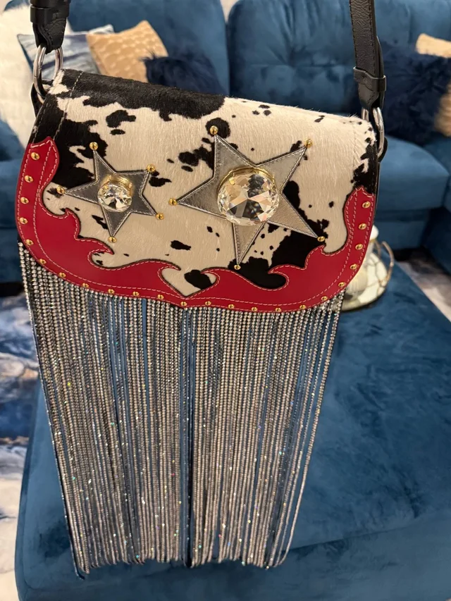 Maison Margiela White & Black Cowhide Crystal Fringe Crossbody in black|white from Poshmark