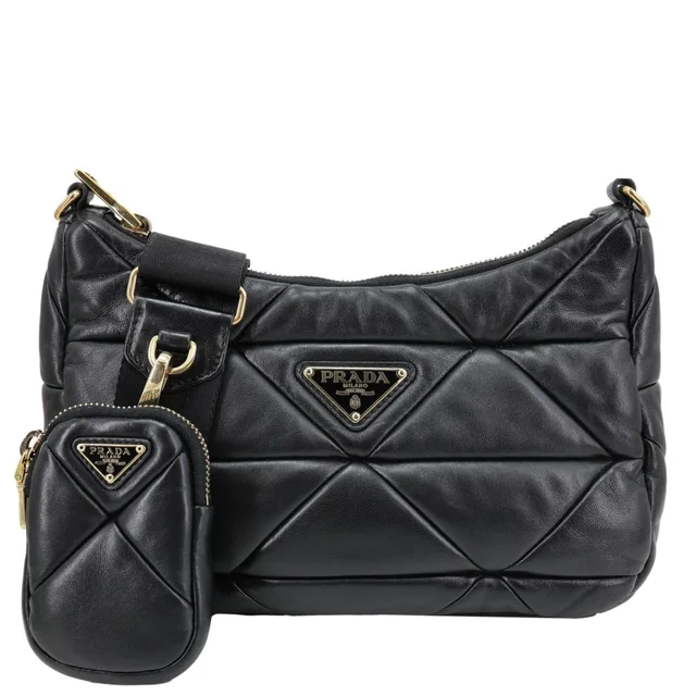 Prada System Re-edition Quilted Nappa Leather Shoulder Bag Black in Black Nappa leather from Dallas Designer Handbags