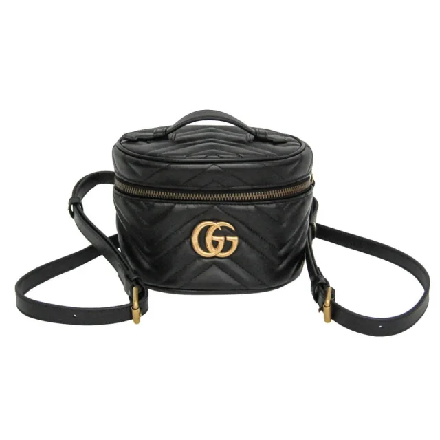 Gucci GG Marmont Quilting 598594 Women's Leather Backpack Black in Black Leather from Elady