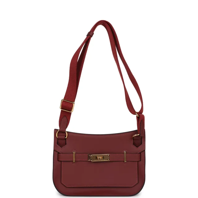 Hermès Jypsiere Mini Rouge H Swift Gold Hardware in Burgundy Swift from Madison Avenue Couture, photo 7 of 9