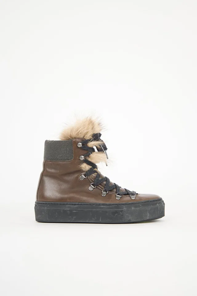 Brunello Cucinelli Leather & Fur Monili Sneaker in Leather from VSP Consignment