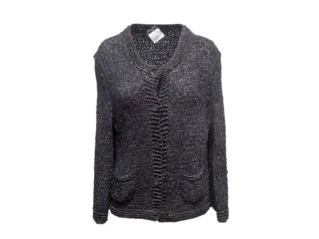 Black Chanel Fall/Winter 2008 Knit Silk Jacket Size FR 46 in Black Silk from Designer Revival