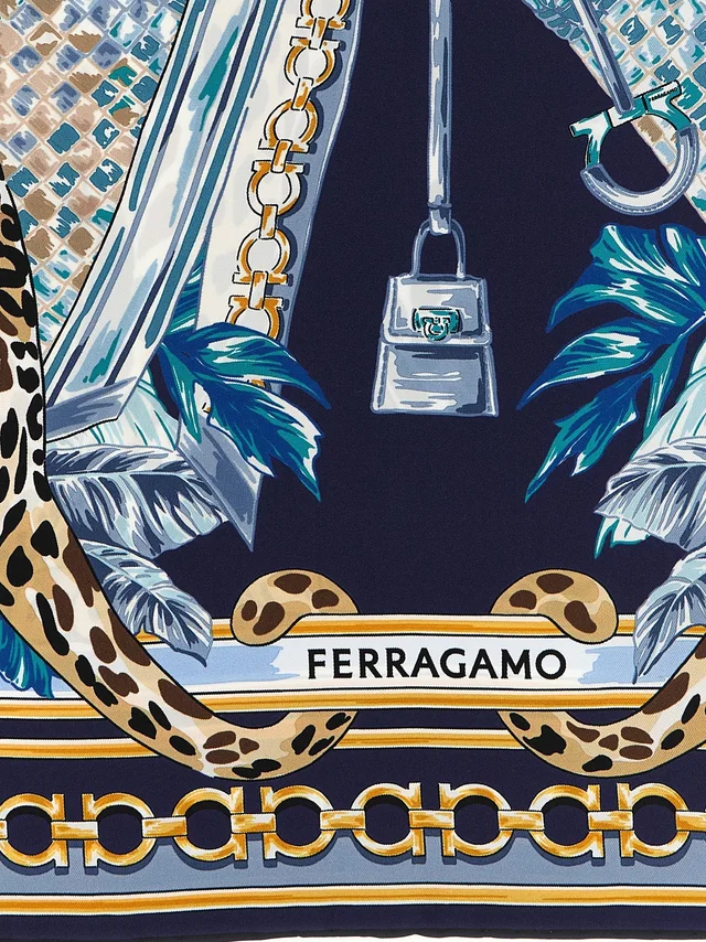 Ferragamo Felindra Scarf — Navy Pure Silk Scarfs in Navy Silk from HEWI, photo 2 of 2