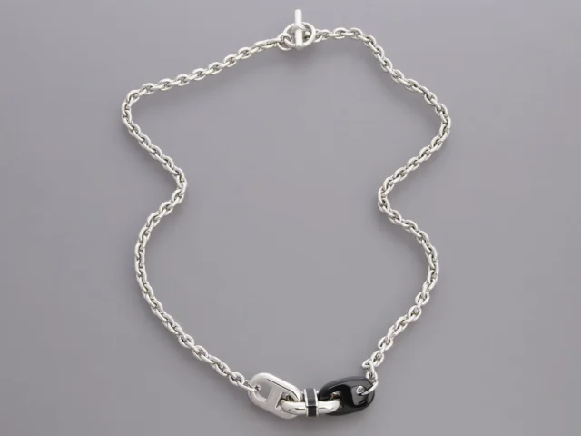 Hermès Palladium and Horn Maillon Necklace from Ann's Fabulous Finds, photo 3 of 5