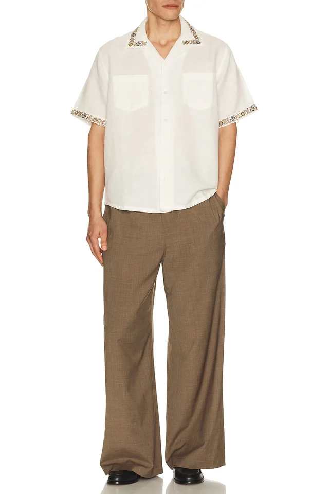 Corridor Harmony Embroidered Short Sleeve Shirt in White, photo 3 of 5 from REVOLVE (Canada)