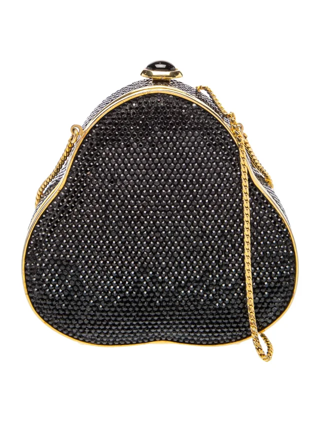 Judith Leiber Crystal Clutch in blue|black Leather from The RealReal