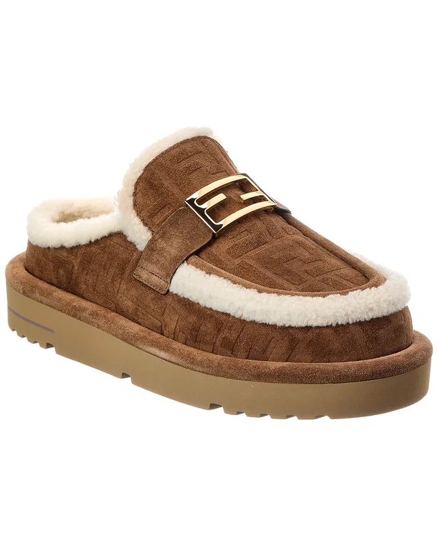 FENDI Apres FF Suede & Shearling Mule, image 1 of 1 from Rue La La
