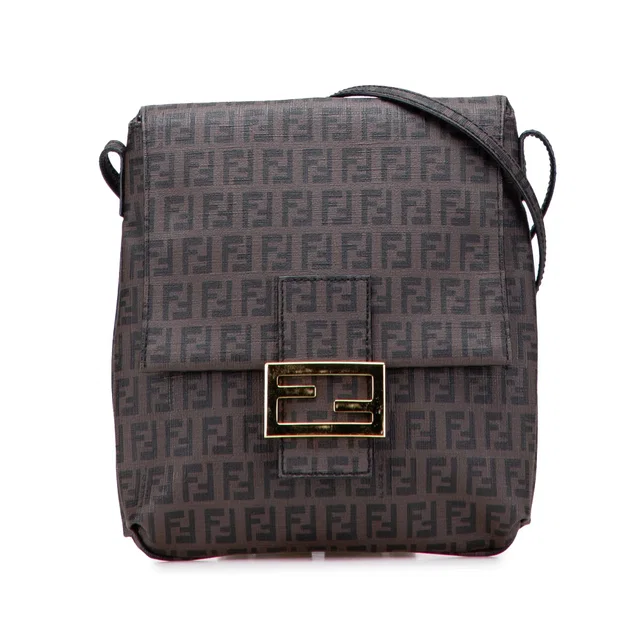 Brown Fendi Zucchino Spalmati Crossbody in Brown Coated canvas from Designer Revival
