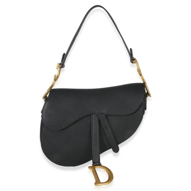 Dior Grained Leather Medium Saddle Bag in Black Caviar leather from Season 2 Consign, photo 3 of 11
