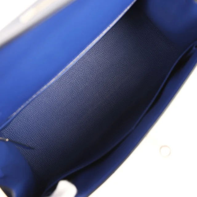 Hermès Kelly Sellier 28 Bleu Electric Tadelakt Palladium Hardware in Blue Goatskin from Madison Avenue Couture, photo 8 of 9