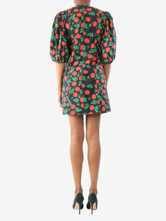 GANNI Black and red floral printed mini dress - size UK 6 in Black from Sign of the Times, photo 2 of 3