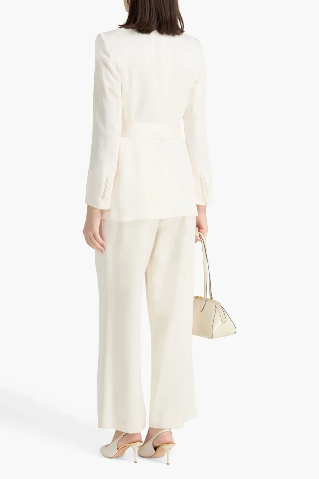 Veronica Beard Ryanne Belted Crepe de Chine Blazer in Off White, photo 3 of 4 from THE OUTNET