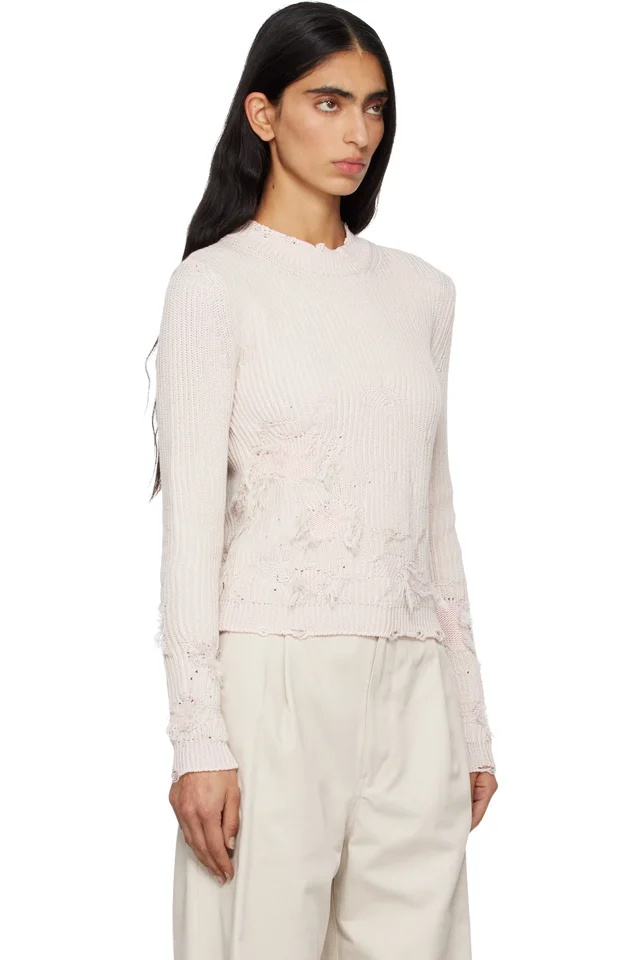 MM6 Maison Margiela Pink Amended Optical Ribs Sweater, photo 2 of 4 from SSENSE
