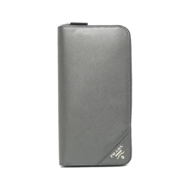 Prada Wallet Silver in Silver Saffiano leather from The Reluxe