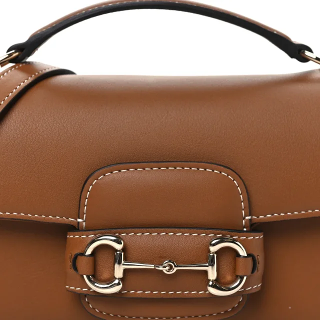 Gucci Horsebit 1955 Small Soft Top Handle Shoulder Bag Brown in Brown Calfskin from FASHIONPHILE, photo 7 of 9