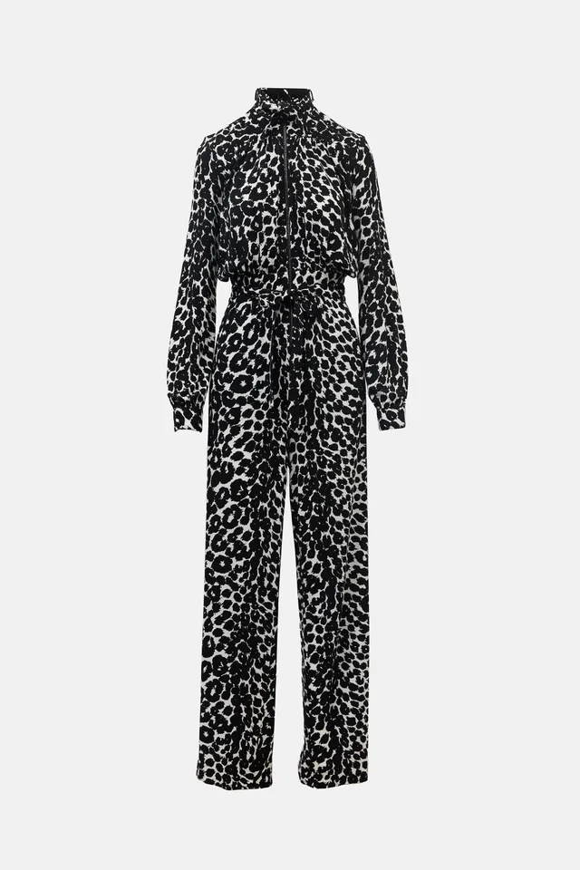 Tom Ford 2020 Printed Belted Jumpsuit in Multicolor Silk from VSP Consignment