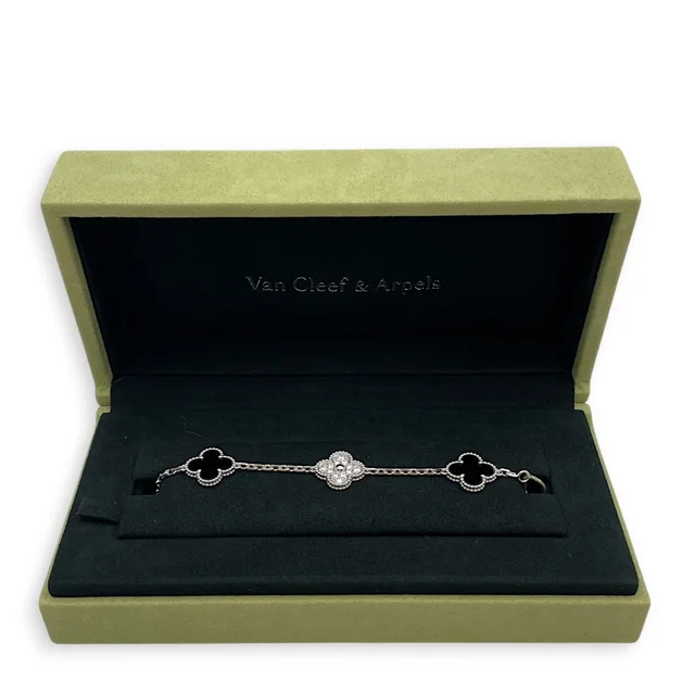 Van Cleef & Arpels (PSPM) Vintage Alhambra, 5 Motifs Bracelet in Black in Black from LuxLexicon, photo 3 of 3