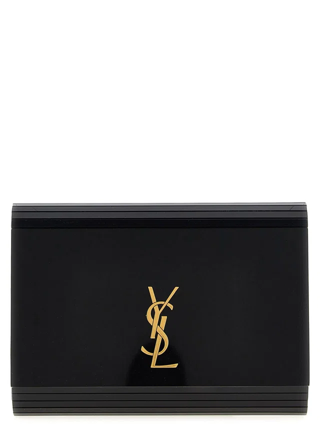 Saint Laurent Plexi Cassandre Logo Clutch — Black in Black Leather from HEWI