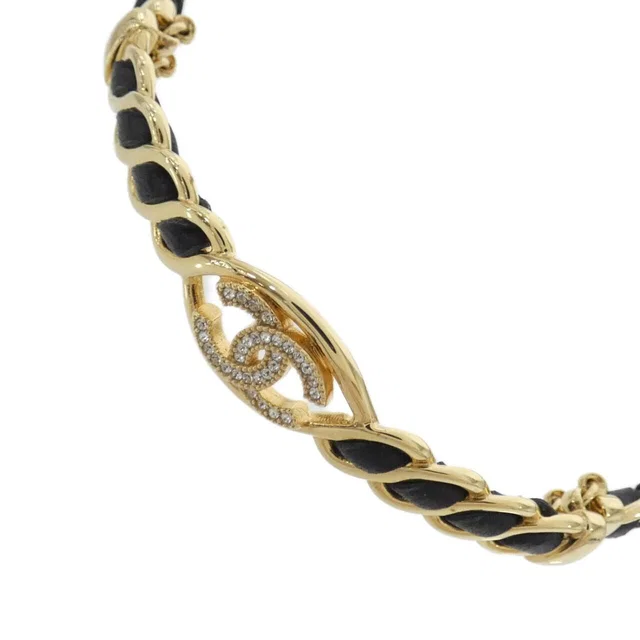 Chanel Choker Necklace Gold in Gold Lambskin from The Reluxe