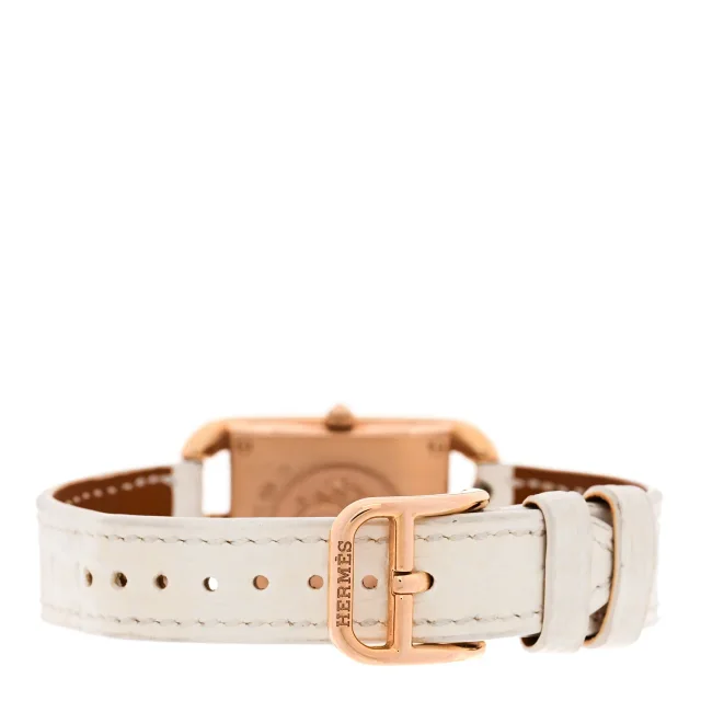 Hermès 18K Yellow Gold Alligator Diamond Bezel Mother of Pearl 23mm Cape Cod Quartz Watch Craie in White Crocodile from FASHIONPHILE, photo 3 of 5