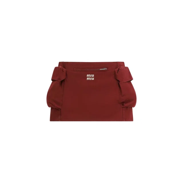 Miu Miu Bordeaux Cotton Mini Skirt in Burgundy from HEWI