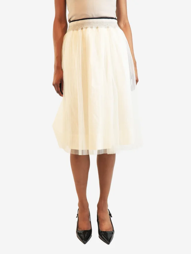 Brunello Cucinelli White tulle midi skirt - size UK 6 in White from Sign of the Times