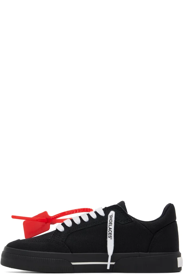 Off-White Black Vulcanized Low Canvas Sneakers, photo 3 of 5 from SSENSE