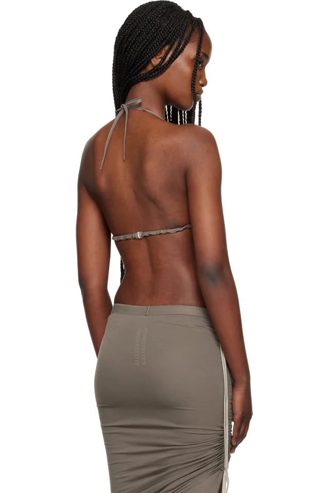 Rick Owens Gray Temple Waxy Lamb Leather Bra, photo 3 of 4 from SSENSE