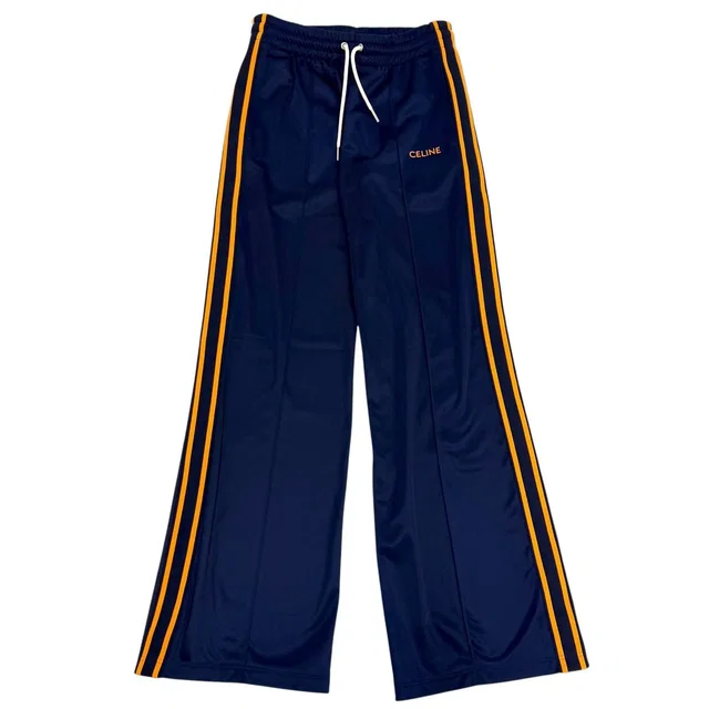 Celine Logo Embroidery Side Line Flare Track Pants Navy Orange XS in Navy from The Reluxe