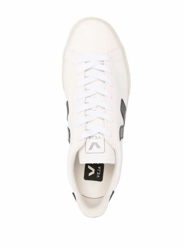 Veja Sneaker 'Campo' with Vegan Leather Logo in White and Black Unisex in White 100% Organic Traced Leather, photo 12 of 12 from Gaudenzi Boutique
