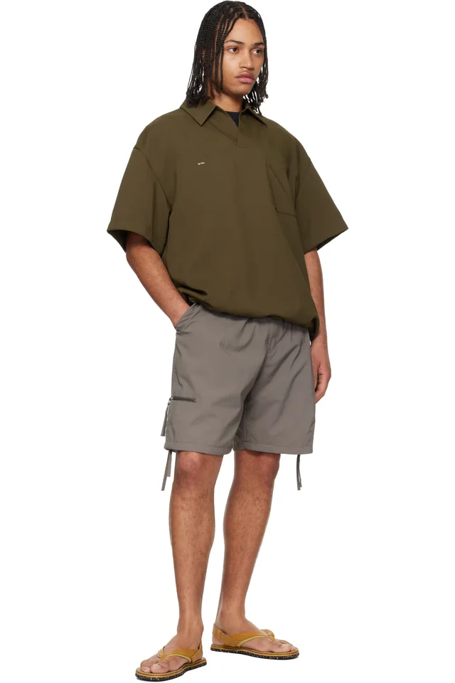 WOOYOUNGMI Khaki Twill Patch Pocket Polo, photo 4 of 4 from SSENSE