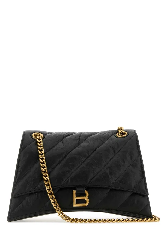 Balenciaga Crush Shoulder Bag — Black in Black Calfskin from HEWI