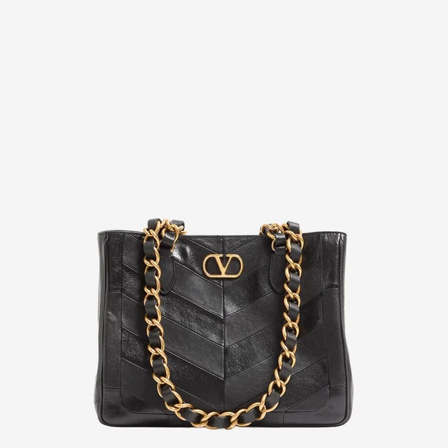 Valentino Garavani Chevron-Quilted Leather Shoulder Bag — Black in Black Leather from HEWI