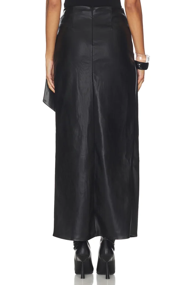 ALL THE WAYS Kassidy Faux Leather Skirt in Black, photo 4 of 6 from REVOLVE (Canada)
