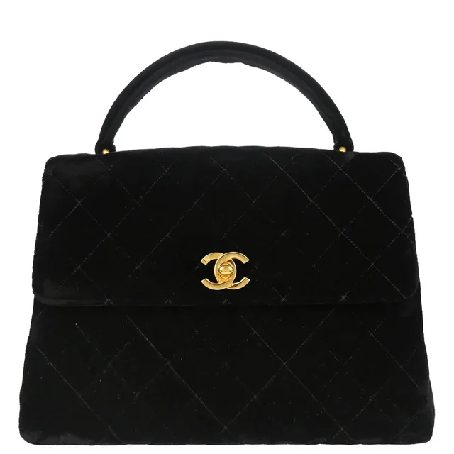 Chanel 1996-1997 Black Velvet Kelly Handbag in Black Velvet from AMORE Vintage Tokyo