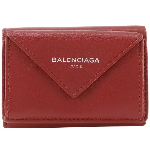 Balenciaga Paper Mini Wallet Calfskin Trifold Wallet in Calfskin from LuxUness